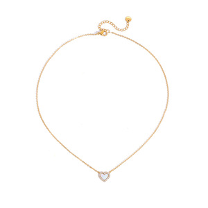 Collar con colgante de cristal en forma de corazón con incrustaciones de nácar y engaste de bisel para uso diario. - Product Image 5