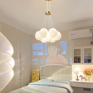 Lustre rond à plusieurs têtes LED QiaoSheng Moon pour salon, chambre et éclairage domestique - Product Image 2