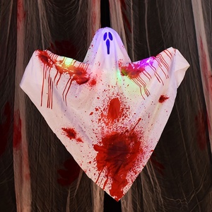 Escenas de fantasmas colgantes sangrientas de Halloween Spooky Glow Haunted House Back Bar Atmósfera Props hechos de tela - Product Image 4