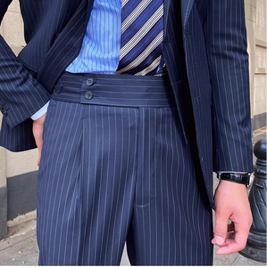 <span class=keywords><strong>Costume</strong></span> d'Affaires Classique <span class=keywords><strong>Bleu</strong></span> Marine pour Hommes, Complet à Rayures Droites, Grande Taille, Tenue <span class=keywords><strong>de</strong></span> <span class=keywords><strong>Marié</strong></span> Élégante pour Hommes - Product Image 5