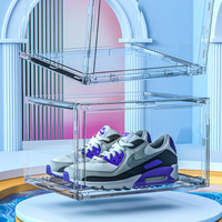 Bacs de rangement de chaussures empilables en plastique Transparent pour placard gain de place porte-chaussures Sneaker vitrine en Stock