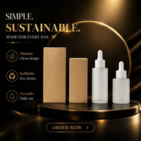 Flacon en verre transparent de 30 ml / 100 ml avec compte-gouttes, fond épais, pour sérum de soin de la peau, personnalisable