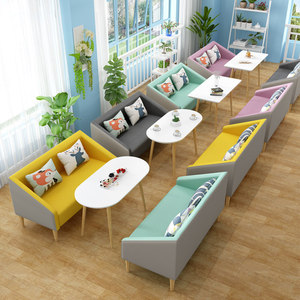 Conjunto de Asientos Modernos para Cafetería, Sofá <span class=keywords><strong>y</strong></span> Mesa para Cafetería, Tienda de Té con Leche, Biblioteca, Librería <span class=keywords><strong>y</strong></span> Área de Recepción - Product Image 4