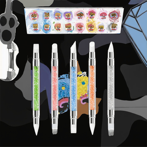 5Pcs Rhinestone Móng Tay Nghệ Thuật Bút Điêu Khắc Gel Bàn Chải Silicone Công Cụ Cho Acrylic Móng Tay Thiết Kế Được Làm Với Tổng Hợp Tóc - Product Image 2