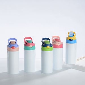 Botella de Agua Infantil de Acero Inoxidable de Doble Pared con Aislamiento y Tapa Abatible, 12 oz, Blanca, Libre de BPA, para Sublimación, para la Escuela - Product Image 1