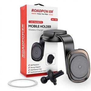Support magnétique sans fil Roadpower (RP-MH-728) pour téléphone, compatible avec la charge sans fil, rotation à 360°, en plastique ABS, pour grille d'aération/tableau de bord - Product Image 1