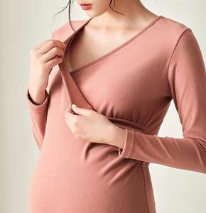 Dos piezas conveniente <span class=keywords><strong>lactancia</strong></span> Calzoncillos largos maternidad cálido de <span class=keywords><strong>manga</strong></span> <span class=keywords><strong>larga</strong></span> posparto maternidad mujeres ropa de enfermería Pijamas - Product Image 4