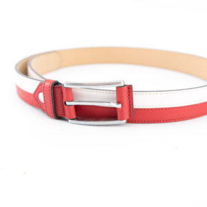 เข็มขัดหนังทูโทนเก๋พร้อมรายละเอียดหัวเข็มขัดสีตัดกัน - Product Image 2