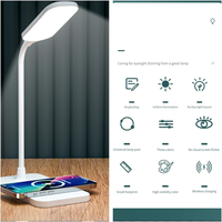 Chargeur sans fil rapide 15W, lampes de bureau LED, lampe de table, veilleuse pour la maison, 3 modes d'éclairage
