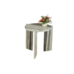 Table d'appoint en marbre Panda avec trois pieds au design élégant, parfaite pour la décoration moderne du salon, de la chambre à coucher ou du bureau - Product Image 3