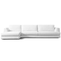 Ensemble de canapés sectionnels en tissu de style italien avec housse ajustée, canapé en forme de L pour hôtel cinq étoiles, accoudoirs à blocs biseautés, matériau écologique