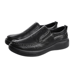 Mocassins pour hommes en cuir de vache, bout rond, chaussures décontractées confortables, couleur unie, semelle extérieure en caoutchouc - Product Image 5