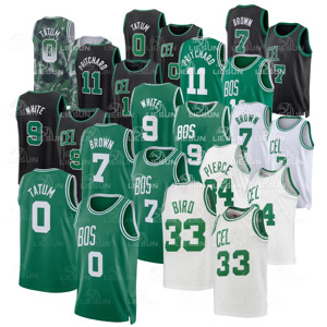 <span class=keywords><strong>Maillot</strong></span> de basket-ball de qualité supérieure en gros, style <span class=keywords><strong>Boston</strong></span> Stitching 0 # <span class=keywords><strong>Tatum</strong></span> 33 # Oiseau 7 # Marron 34 # Pierce 5 # <span class=keywords><strong>Maillot</strong></span> de basket-ball américain Garnett - Product Image 1