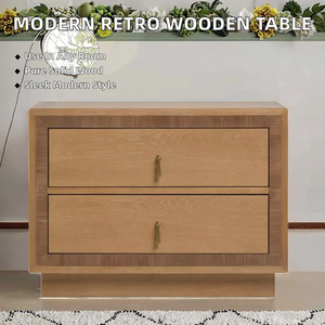 Mesitas de Noche Modernas de Madera Francesas con 2 Cajones, Mesa Auxiliar de Madera Maciza para Dormitorio, Decoración Multifuncional para Entrada de Hospital/Apartamento/Sala de Estar - Product Image 2