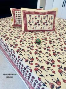 Blue Bagh Print Cotton <b>Flat</b> Bed Sheet Set 300TC Printed Bedding Set With 2 <b>Pillow</b> Covers for Home - Product Image 3