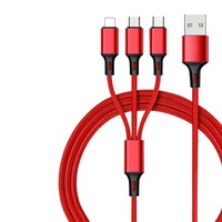 Kabel Pengisian Daya 3-in-1 Cepat dengan Desain Anyaman Nylon Tipe-C untuk Pengisian Smartphone dengan Desain Anyaman 21A.