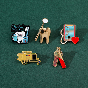 Новое поступление, медицинская серия, металлический значок, аксессуары для ухода за зубами, стетоскоп, медицинская трубка, зубная щетка, металлический штифт - Product Image 2