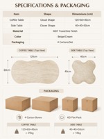 Ensemble de 2 tables basses avec motif imitation marbre, design moderne minimaliste, tables d'appoint irrégulières en forme de nuage pour appartement