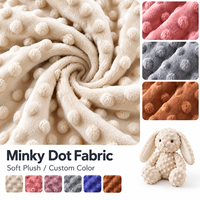 Tissu Minky à Pois 100% Polyester Doux, Tissu Polaire en Polyester à Poil Court Uni pour Couverture