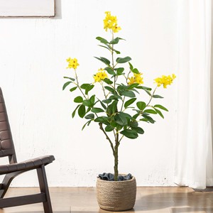4FT gros <span class=keywords><strong>jasmin</strong></span> artificiel jaune fleur arbre avec Pot pour bureau à domicile mariage noël nouvel an décoration bonsaï plante - Product Image 2