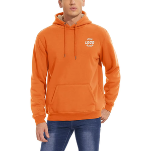 Custom 500 600Gsm Print Hoodie Orange Color Fleece Drawstring Pullover Kangaroo Pocket Hoddies Mens Clothing Manufacturers