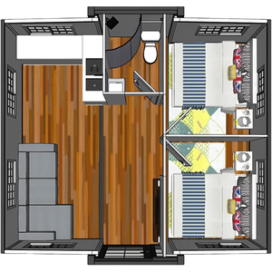 Maison mobile 20/30/40Ft Caravan Maisons portables avec <span class=keywords><strong>2</strong></span>/3 <span class=keywords><strong>chambres</strong></span> à coucher et cuisine et salle de bain Séparation sèche et humide Salle de douche - Product Image 5
