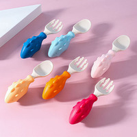 Nouveauté, ensemble de couverts d'entraînement pour bébé, manche court pour apprendre à manger, cuillère et fourchette pour aliments complémentaires