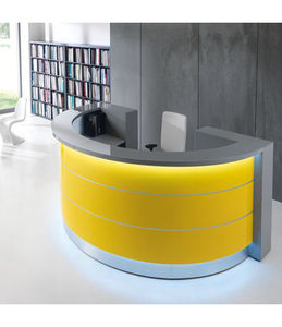 आकर्षक पीले फिनिश कृत्रिम पत्थर का आकार रिसेप्शन डेस्क - Product Image 1