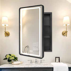 Ventes en usine Rangement mural ou encastré en or pour salle de bain avec miroir <span class=keywords><strong>Armoire</strong></span> à <span class=keywords><strong>pharmacie</strong></span> <span class=keywords><strong>noire</strong></span> avec miroir - Product Image 4