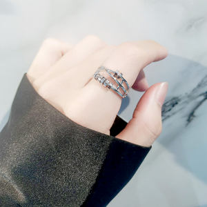 JJ0036 S925 cincin kecemasan dapat disesuaikan perak murni untuk wanita pria cincin Spinner perdamaian Retro pernikahan cincin jempol - Product Image 6