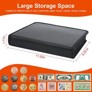 Pochette de rangement 36 manches pour billets de banque et 360 poches ignifuges Collection de pièces de monnaie Livre de collection à fermeture éclair <span class=keywords><strong>Album</strong></span> de pièces de monnaie - Product Image 5
