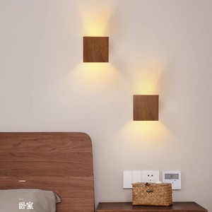 Lámpara de pared moderna minimalista con acabado de madera, LED E27 con interruptor, para dormitorio, pasillo, iluminación junto a la cama - Product Image 1