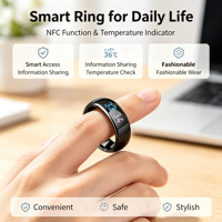Bague intelligente NFC en céramique haut de gamme personnalisée, puce NTAG216 CUID, RFID passif, affichage de la température, pour contrôle d'accès