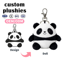 Porte-clés en peluche panda super doux en gros, doublure en maille de coton PP, peluche animale personnalisée pour anniversaire