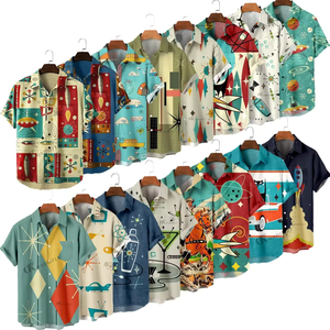 망 짧은 소매 여름 열대 하와이 비치 착용 캐주얼 꽃 셔츠 - Product Image 1