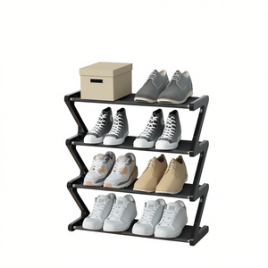 Zapatero Multifuncional de 4 Niveles en Forma de Z, Mueble Convertible para el Hogar con Estantes de Tela para Ahorrar Espacio y Organizar Zapatos - Product Image 1