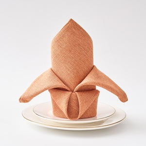Maßgefertigte Weiße Quadratische Servietten im Europäischen Stil aus Polyester für Restaurant, Hotel, Hochzeit & Partys mit Faltblumen-Design - Product Image 4