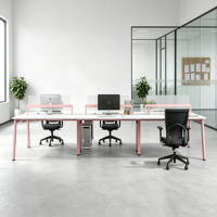 Ensemble de mobilier de bureau modulaire 4-6 places avec structure métallique et rangement pour poste de travail en open space et bureau de centre d'appels