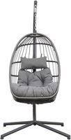 Fauteuil suspendu pliant en forme d'œuf avec coussins de siège et de tête, chaise suspendue en osier pour intérieur et extérieur, capacité de 350 lb.