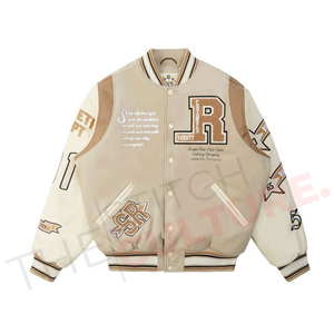 Veste de baseball en molleton de coton personnalisée pour homme, veste avec patch brodé - Product Image 3