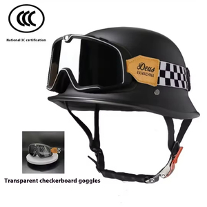 Équipement de style visage de croisière et d'équitation; Motif texturé; Demi-casque de <span class=keywords><strong>moto</strong></span> d'été <span class=keywords><strong>vintage</strong></span> unisexe - Product Image 2