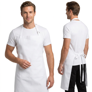 Tablier de barbecue en toile robuste avec plusieurs poches pour outils, bretelles réglables, idéal pour la cuisson en extérieur, uniformes d'hôtel, tabliers blancs - Product Image 3