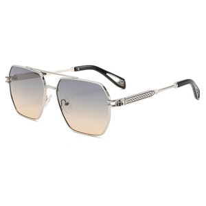 Gafas de Sol de Diseño Steampunk con Marco Metálico Grande de Doble Viga, Protección UV400, Cuadradas, Color Degradado, de Lujo - Product Image 5