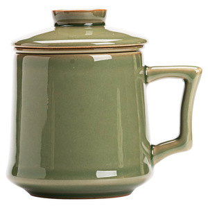Retro Ceramics Bamboo Green <b>Tea</b> <b>Mug</b> With Lid Filter Three Piece Set Office Use - Product Image 5