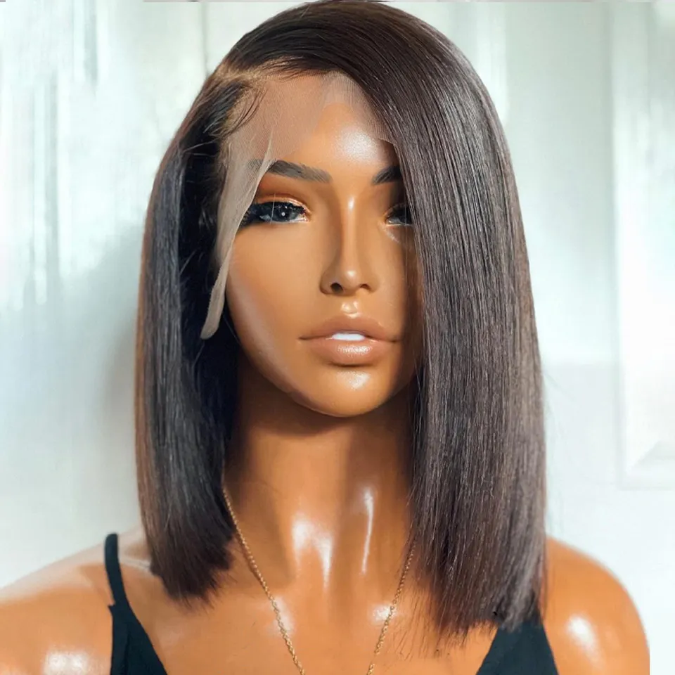 High Quality Pre Plucked Short Bob Lace Frontal Wig Virgin Brazilian Human Hair Wigs Lace Front