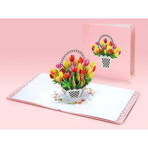 Tarjeta de Felicitación Pop-up con Diseño de Tulipán y Margarita, Impresa en 4 Colores, para el Día de la Madre, Papel 3D con Corte Irregular - Product Image 3