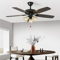 Ventilateur de plafond moderne en métal LED de luxe de 52 pouces, ampoule, style européen, 5 pales, moteur CC, télécommande, économe en énergie