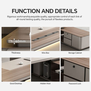 Escritorio Ejecutivo Moderno de Lujo para Jefe o Director General, Convertible y Extensible, Muebles de Oficina con Panel de Madera - Product Image 3