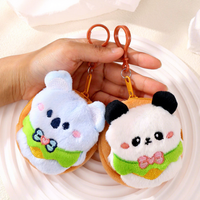 Porte-clés Capybara en peluche de dessin animé, doux et écologique, avec broderie, forme ronde, accessoire pour écouteurs Bluetooth et tablier