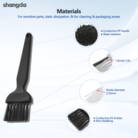 Brosse antistatique à poils en nylon, forme plate, petite taille, pour atelier électronique, 1 rangée, 7 touffes, poils rigides, manche en PP noir